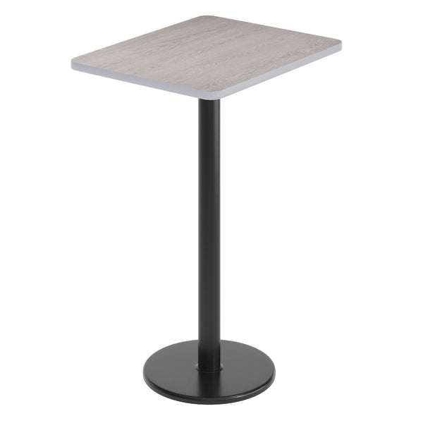 Gray |#| Commercial Gray Dining Table Top with Black Bar Height Base, 24" x 30"