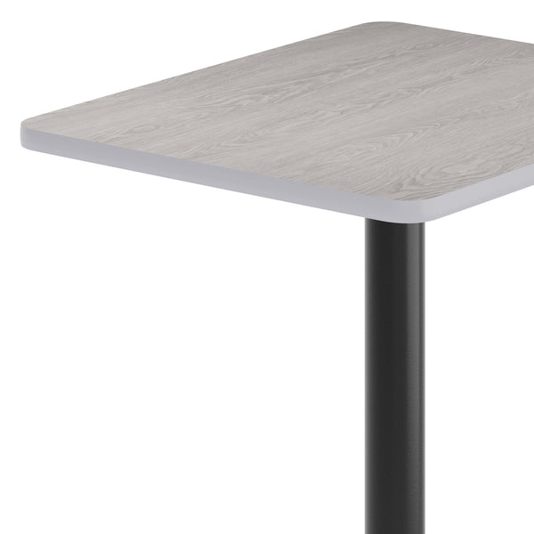 Gray |#| Commercial Gray Dining Table Top with Black Bar Height Base, 24" x 30"