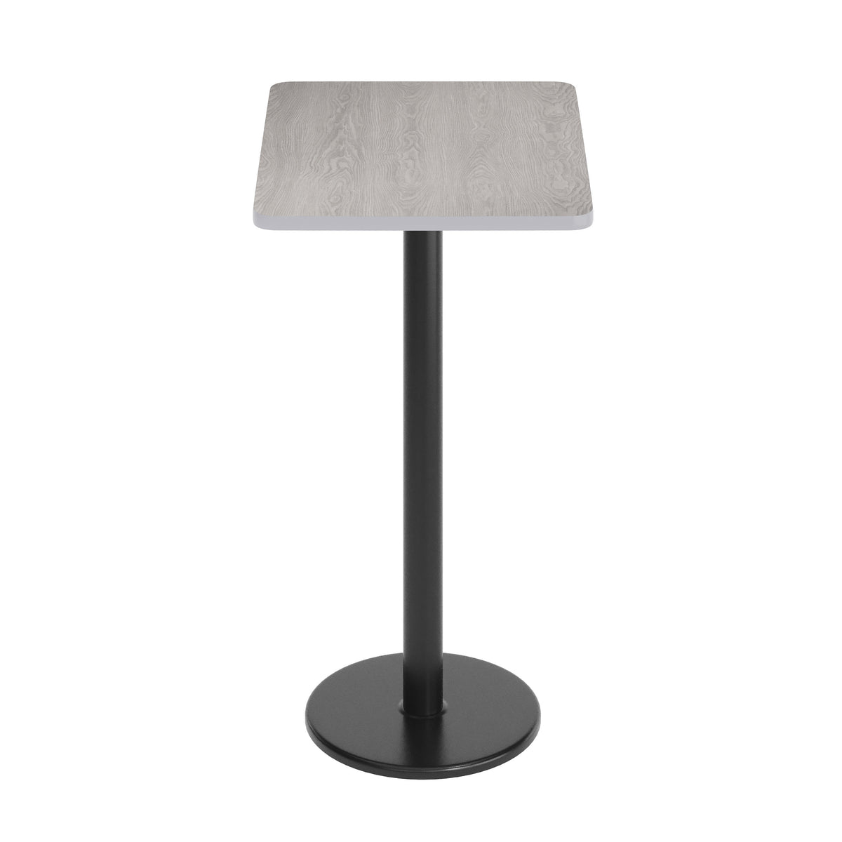 Gray |#| Commercial Gray Dining Table Top with Black Bar Height Base, 24" x 30"