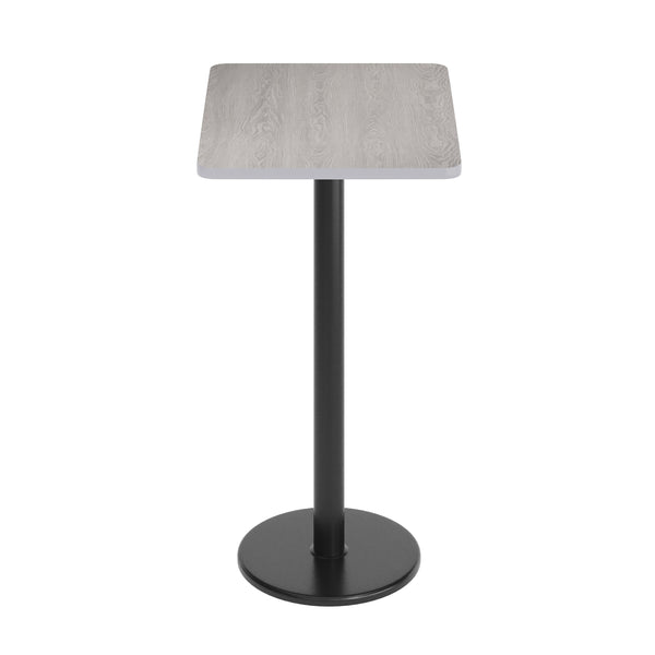 Gray |#| Commercial Gray Dining Table Top with Black Bar Height Base, 24" x 30"