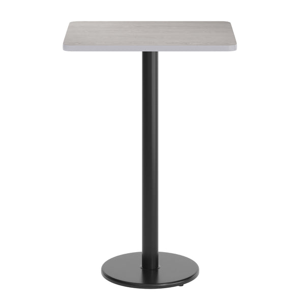 Gray |#| Commercial Gray Dining Table Top with Black Bar Height Base, 24" x 30"