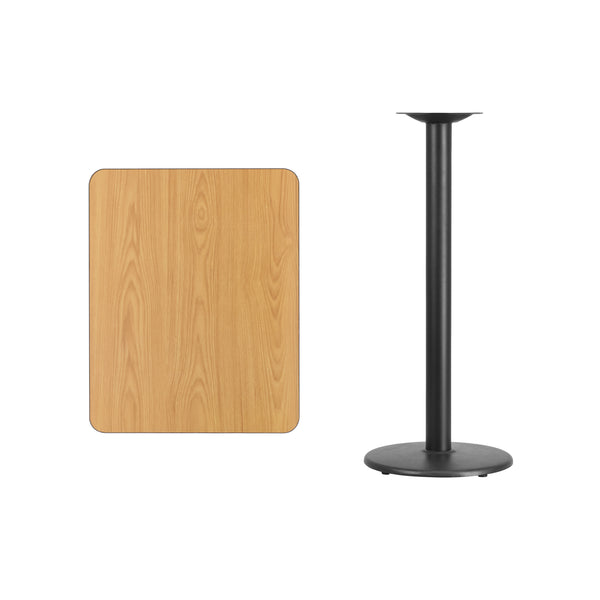 Mahogany |#| 24" x 30" Mahogany Laminate Table Top with 18" Round Bar Height Table Base