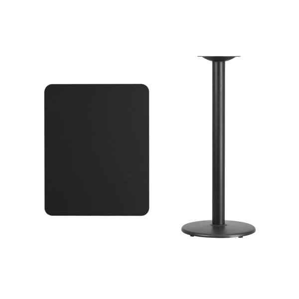 Walnut |#| 24x30 Rectangular Walnut Laminate Table Top & 18" Round Bar Height Table Base
