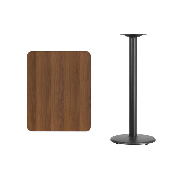 White |#| Commercial White Dining Table Top with Black Bar Height Base, 24" x 30"