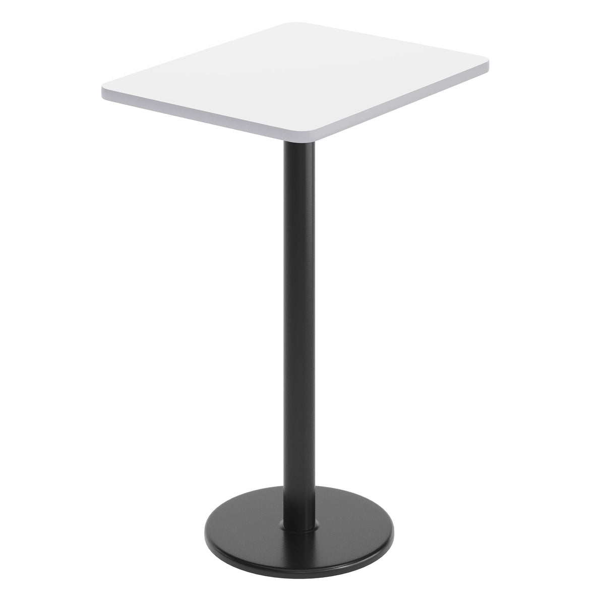 White |#| Commercial White Dining Table Top with Black Bar Height Base, 24" x 30"