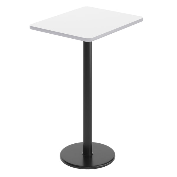 White |#| Commercial White Dining Table Top with Black Bar Height Base, 24" x 30"