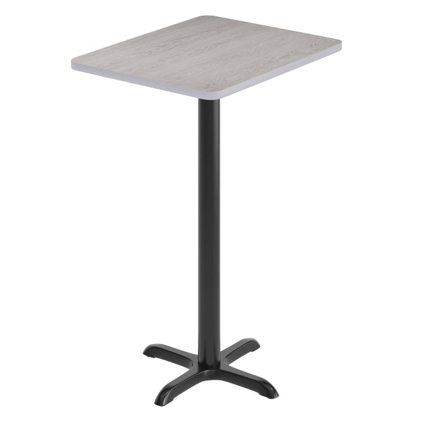 Gray |#| Commercial Gray Dining Table Top with Black Bar Height "X" Base, 24" x 30"
