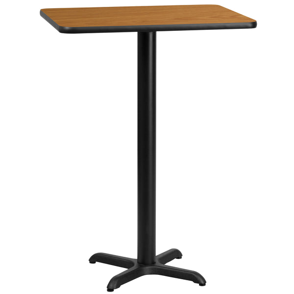 Natural |#| 24" x 30" REC Natural Laminate Table Top & 22" x 22" Bar Height Table Base