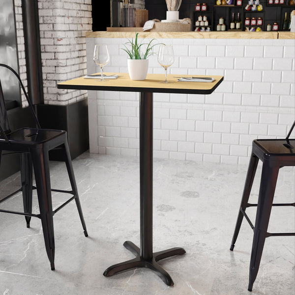 Natural |#| 24" x 30" REC Natural Laminate Table Top & 22" x 22" Bar Height Table Base