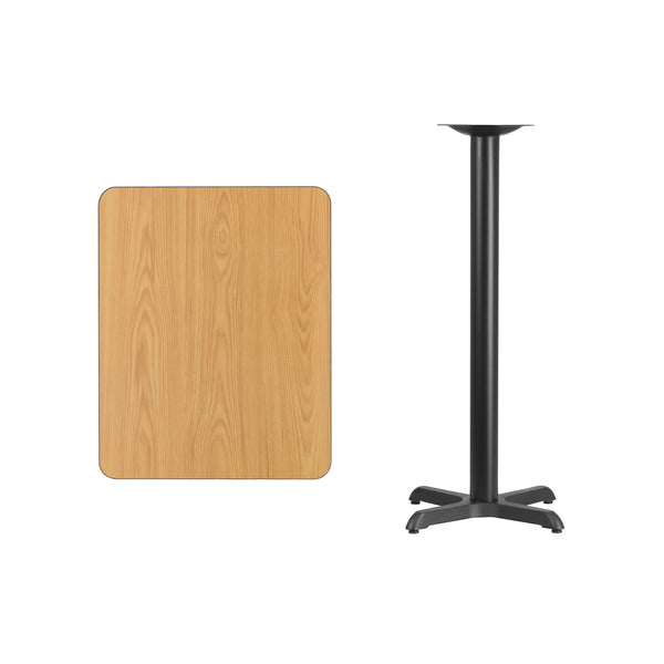 Mahogany |#| 24" x 30" Mahogany Laminate Table Top with 22" x 22" Bar Height Table Base