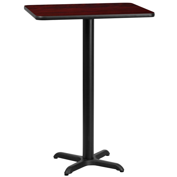 Mahogany |#| 24" x 30" Mahogany Laminate Table Top with 22" x 22" Bar Height Table Base