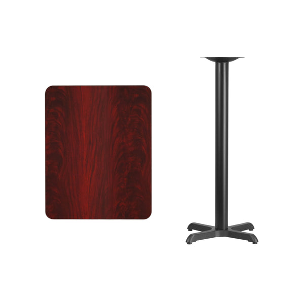 Walnut |#| 24" x 30" Rectangular Walnut Laminate Table Top & 22x22 Bar Height Table Base