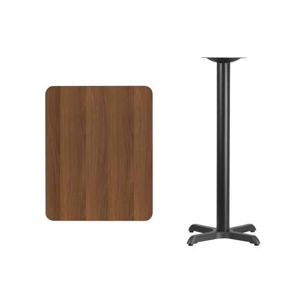 Black |#| 24" x 30" Rectangular Black Laminate Table Top & 22" x 22" Bar Height Table Base
