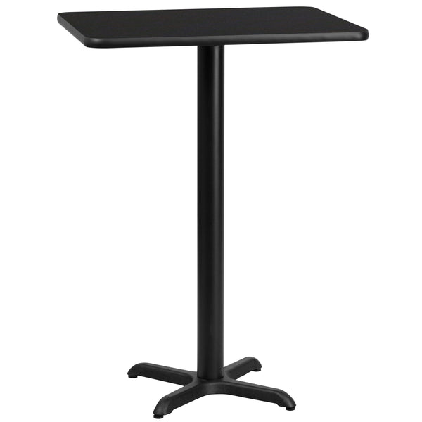 Black |#| 24" x 30" Rectangular Black Laminate Table Top & 22" x 22" Bar Height Table Base