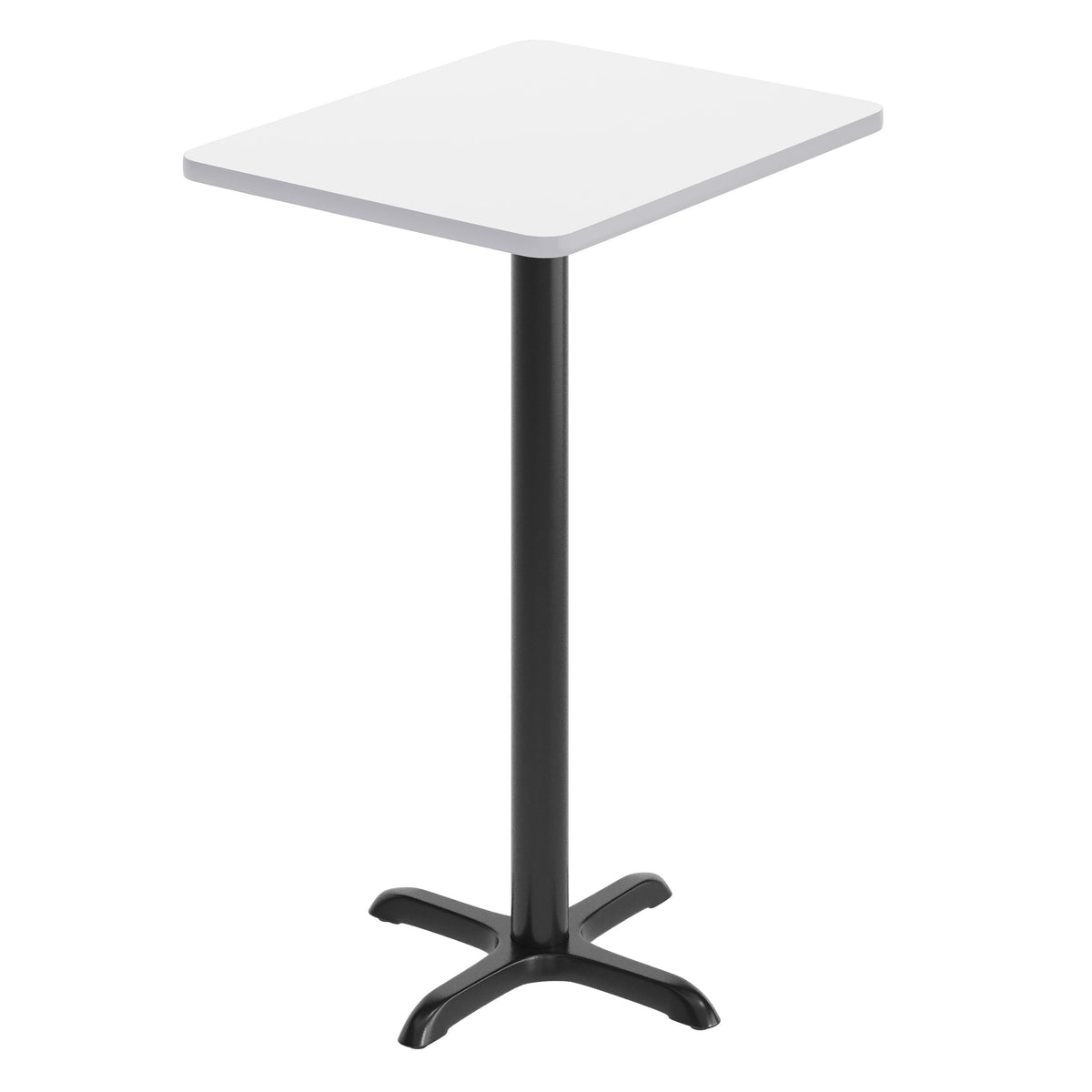 White |#| Commercial White Dining Table Top with Black Bar Height "X" Base, 24" x 30"
