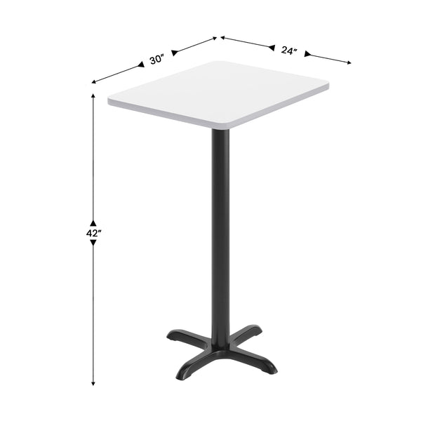 White |#| Commercial White Dining Table Top with Black Bar Height "X" Base, 24" x 30"