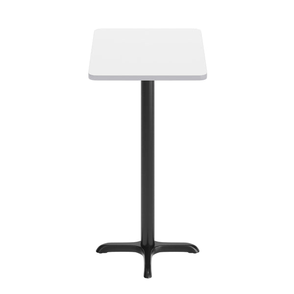 White |#| Commercial White Dining Table Top with Black Bar Height "X" Base, 24" x 30"