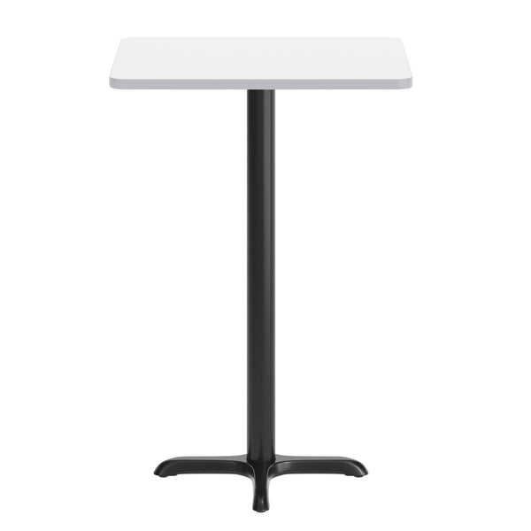 White |#| Commercial White Dining Table Top with Black Bar Height "X" Base, 24" x 30"