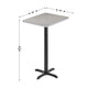 Gray |#| Commercial Gray Dining Table Top with Black Bar Height "X" Base, 24" x 30"