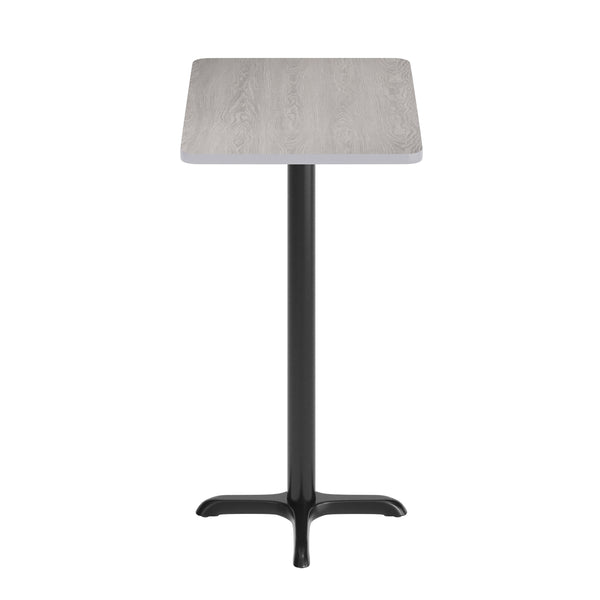 Gray |#| Commercial Gray Dining Table Top with Black Bar Height "X" Base, 24" x 30"