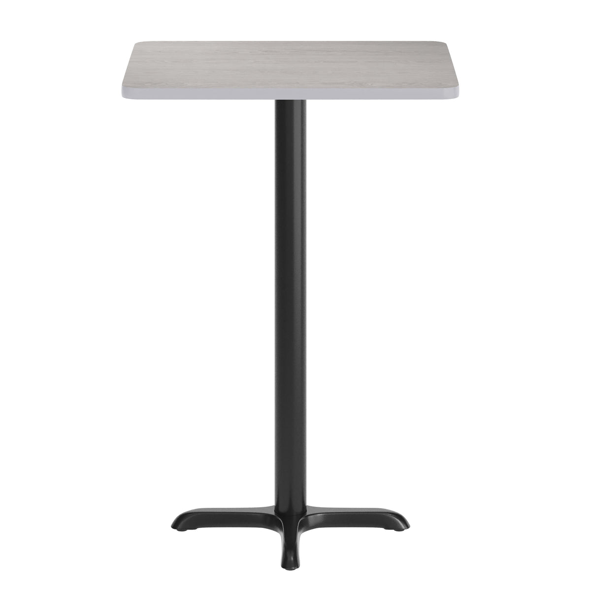 Gray |#| Commercial Gray Dining Table Top with Black Bar Height "X" Base, 24" x 30"