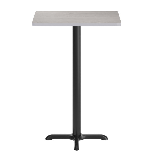 Gray |#| Commercial Gray Dining Table Top with Black Bar Height "X" Base, 24" x 30"