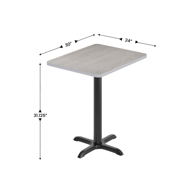 Gray |#| Commercial Gray Rectangular Dining Table Top with Black "X" Base, 24" x 30"