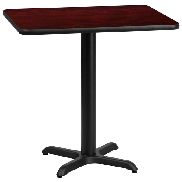 Mahogany |#| 24" x 30" Mahogany Laminate Table Top with 22" x 22" Table Height Base