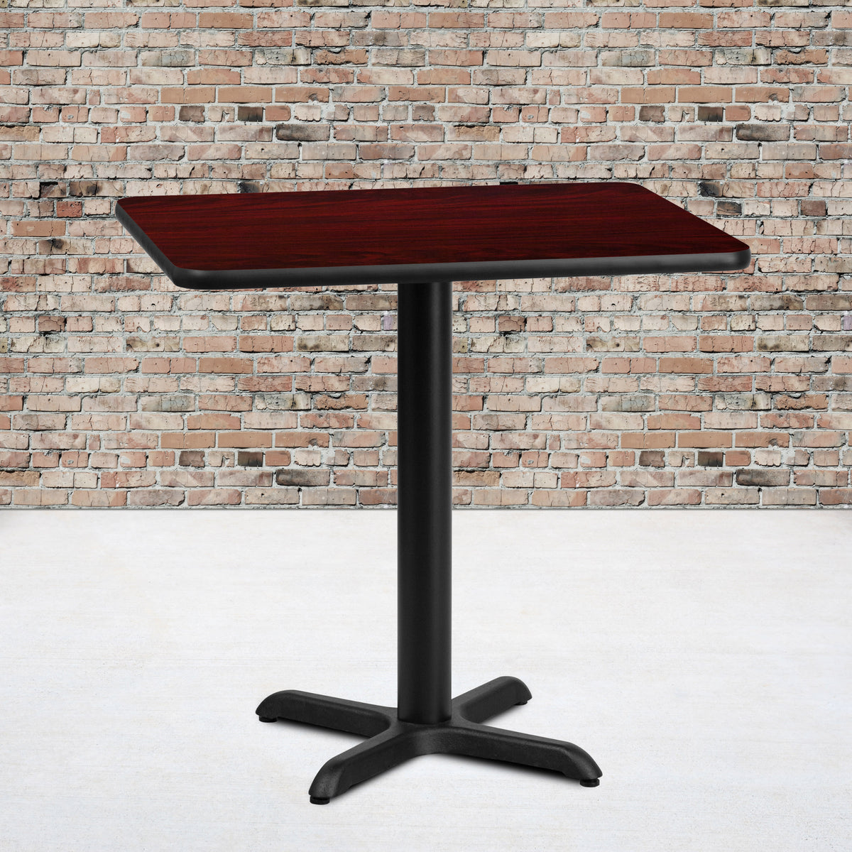 Mahogany |#| 24" x 30" Mahogany Laminate Table Top with 22" x 22" Table Height Base