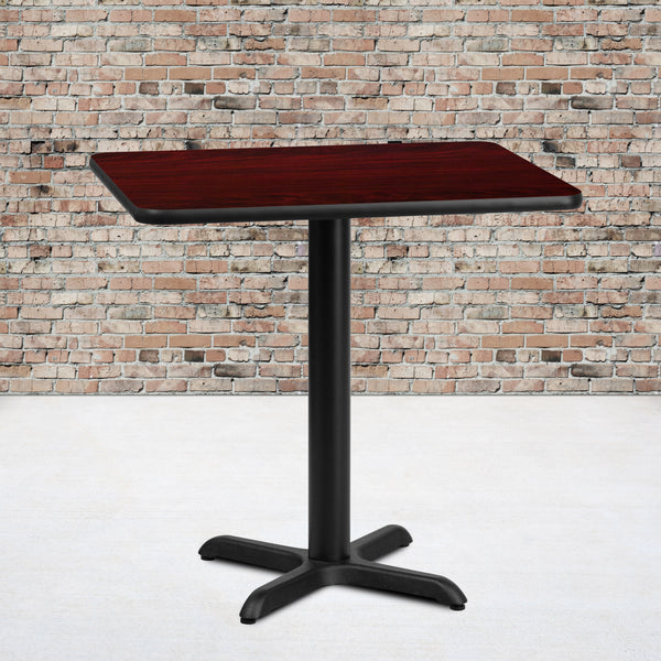 Mahogany |#| 24" x 30" Mahogany Laminate Table Top with 22" x 22" Table Height Base