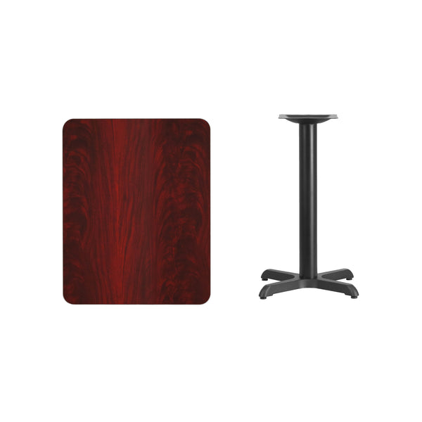 Mahogany |#| 24" x 30" Mahogany Laminate Table Top with 22" x 22" Table Height Base