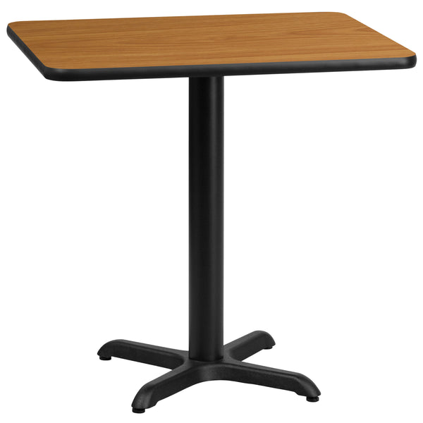 Natural |#| 24" x 30" Rectangular Natural Laminate Table Top & 22" x 22" Table Height Base