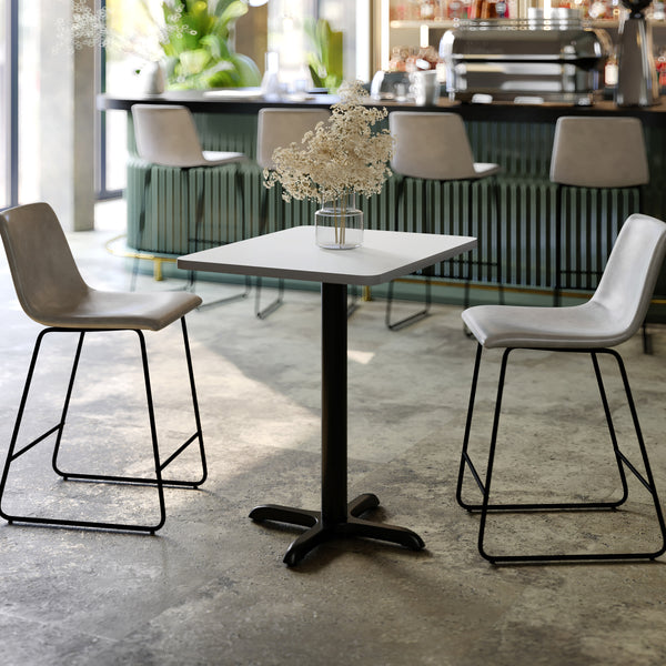 White |#| Commercial White Rectangular Dining Table Top with Black "X" Base, 24" x 30"