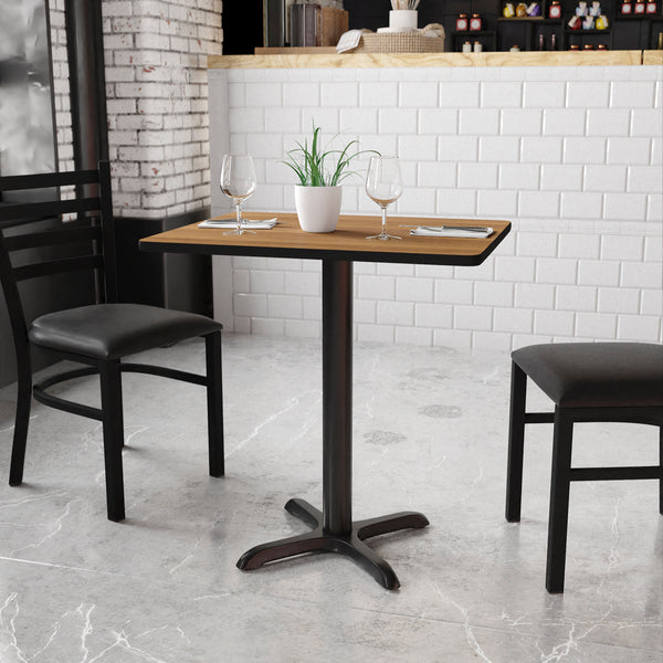 Walnut |#| 24" x 30" Rectangular Walnut Laminate Table Top & 22" x 22" Table Height Base