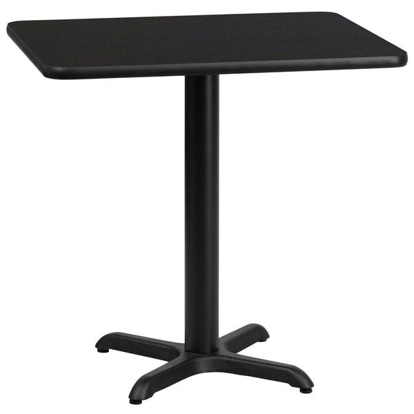 Black |#| 24" x 30" Rectangular Black Laminate Table Top with 22" x 22" Table Height Base