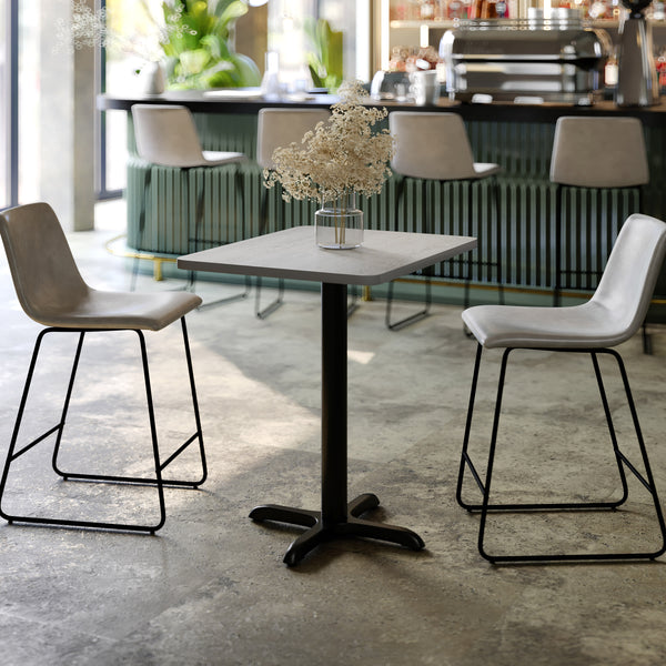 Gray |#| Commercial Gray Rectangular Dining Table Top with Black "X" Base, 24" x 30"