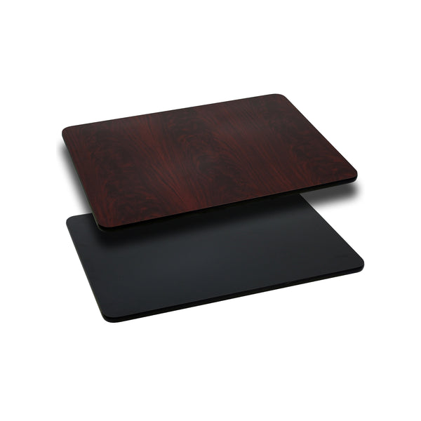 Black/Mahogany |#| 24" x 30" Rectangular Table Top with Black or Mahogany Reversible Laminate Top