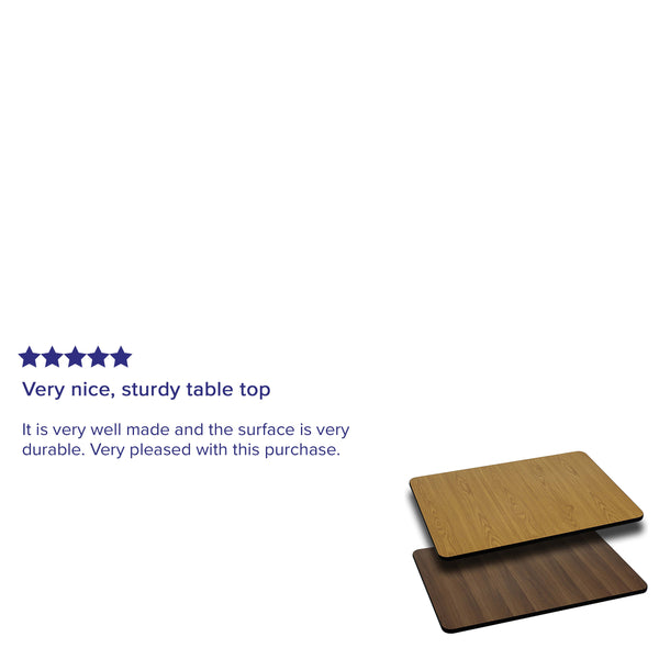 Natural/Walnut |#| 24" x 30" Rectangular Table Top with Natural or Walnut Reversible Laminate Top