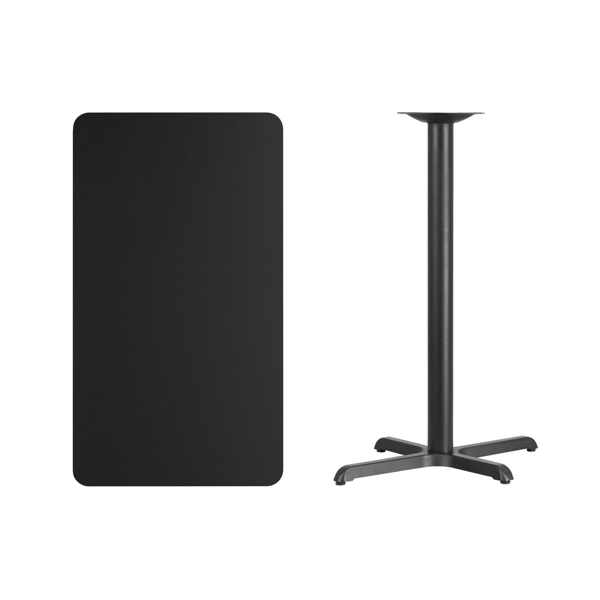 Black |#| 24inch x 42inch Rectangular Laminate Table Top & 23.5inchx 29.5inch Bar Height Table Base