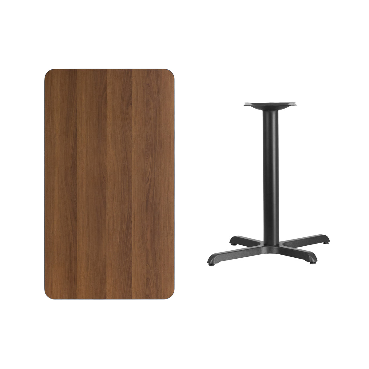 Walnut |#| 24inch x 42inch Rectangular Laminate Table Top with 23.5inch x 29.5inch Table Height Base