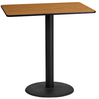24'' x 42'' Rectangular Laminate Table Top with 24'' Round Bar Height Table Base