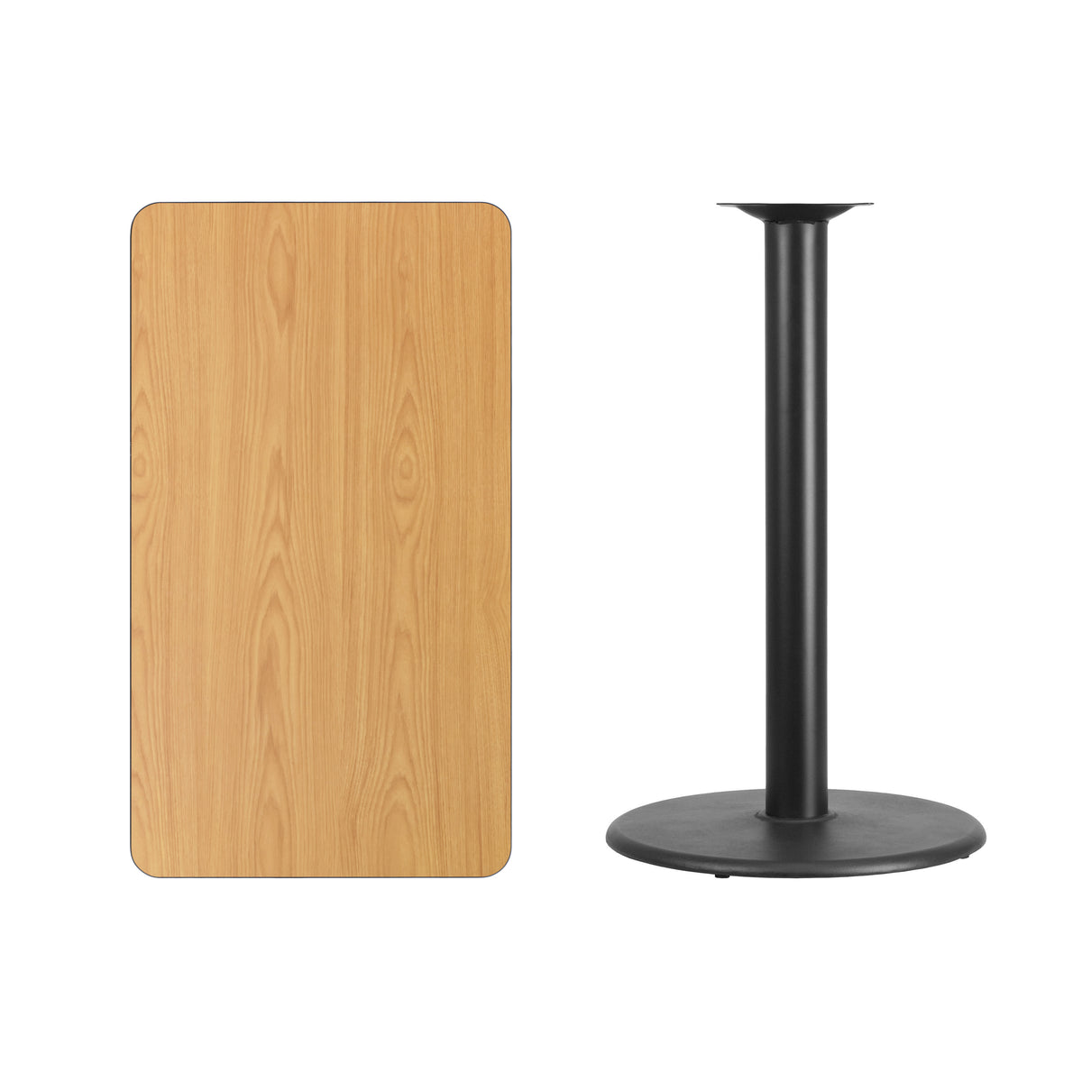 Natural |#| 24inch x 42inch Natural Laminate Table Top with 24inch Round Bar Height Table Base