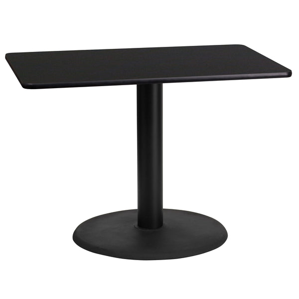 Black |#| 24inch x 42inch Rectangular Black Laminate Table Top with 24inch Round Table Height Base