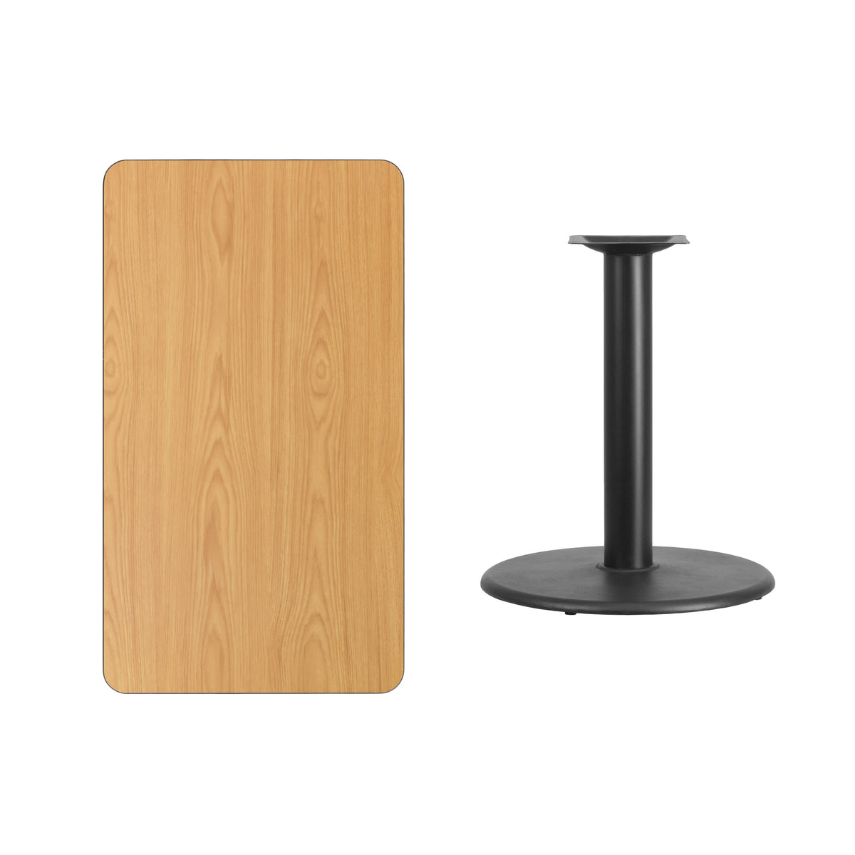Natural |#| 24inch x 42inch Rectangular Natural Laminate Table Top with 24inch RD Table Height Base