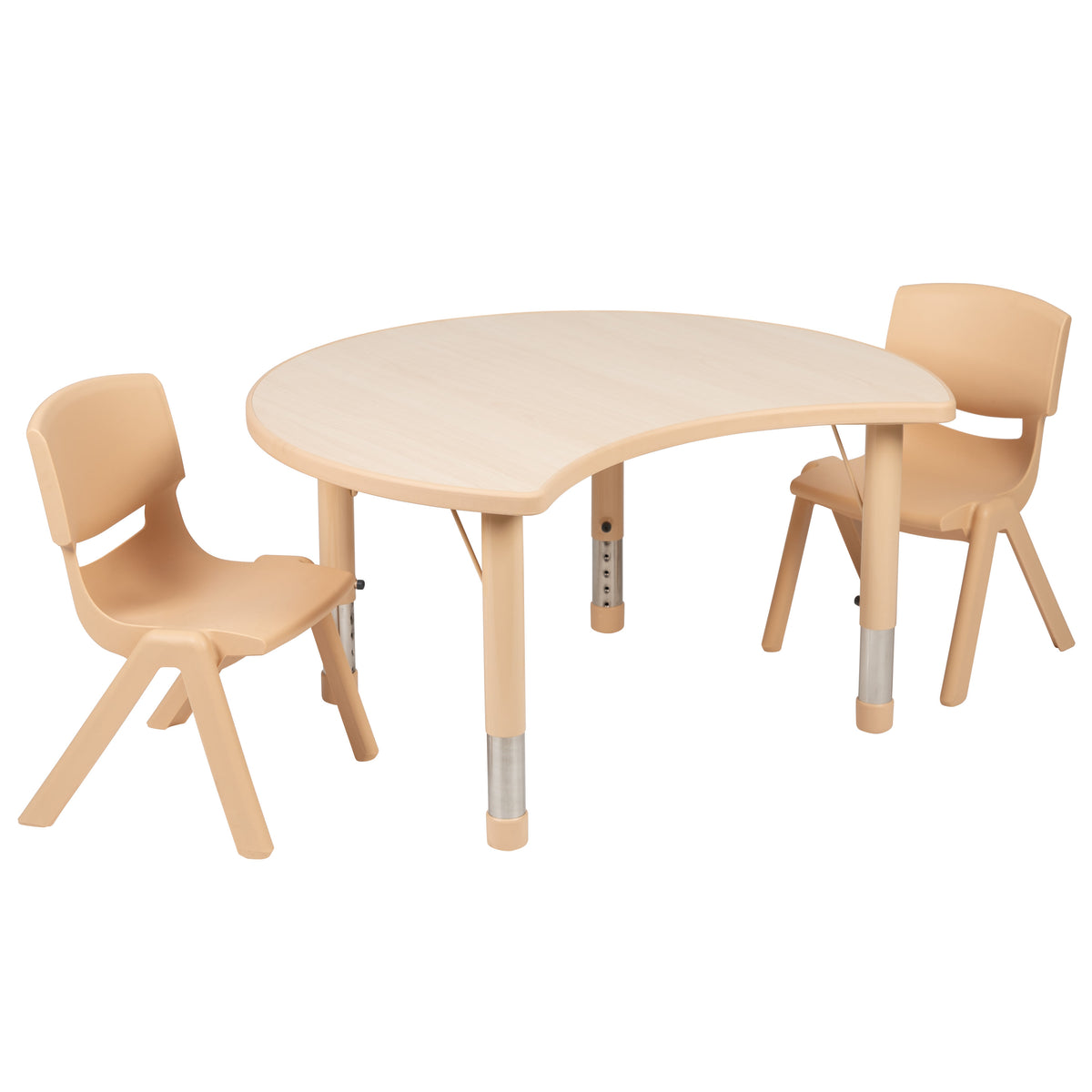 25.125inchW x 35.5inchL Crescent Natural Plastic Adjustable Kids Table Set - 2 Chairs