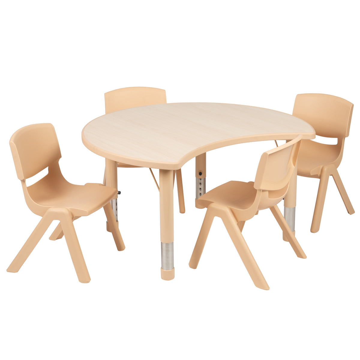 25.125inchW x 35.5inchL Crescent Natural Plastic Adjustable Kids Table Set - 4 Chairs