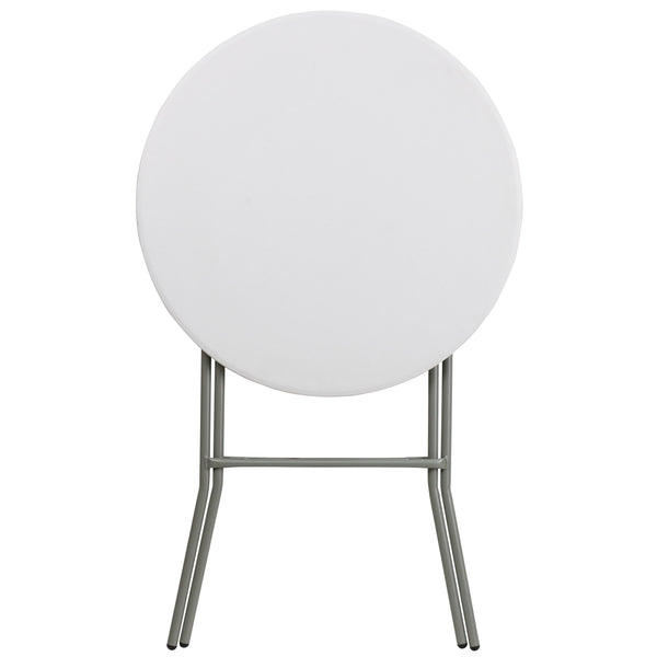 Granite White |#| 2.6-Foot Round Granite White Plastic Bar Height Folding Event Table