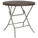 2.6-Foot Round Brown Rattan Plastic Folding Table - Outdoor Event Table