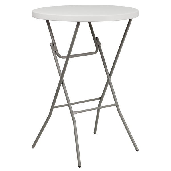 2.63-Foot Round Granite White Plastic Bar Height Folding Event Table