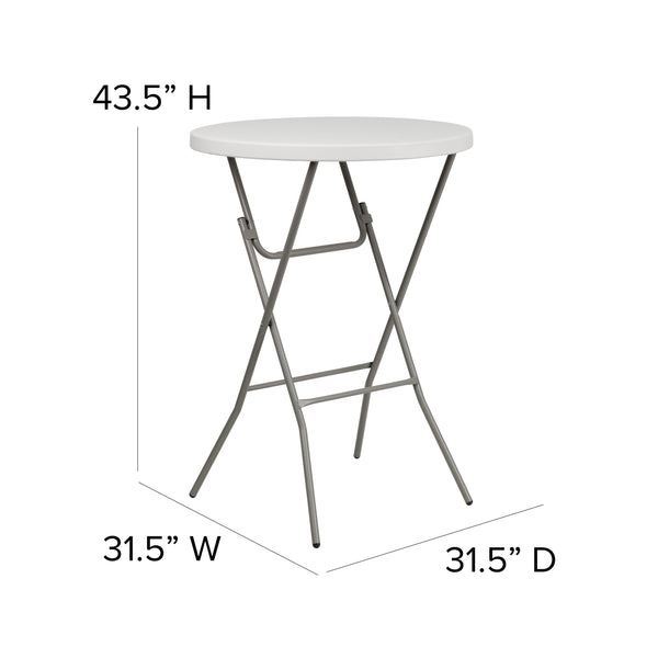 2.63-Foot Round Granite White Plastic Bar Height Folding Event Table